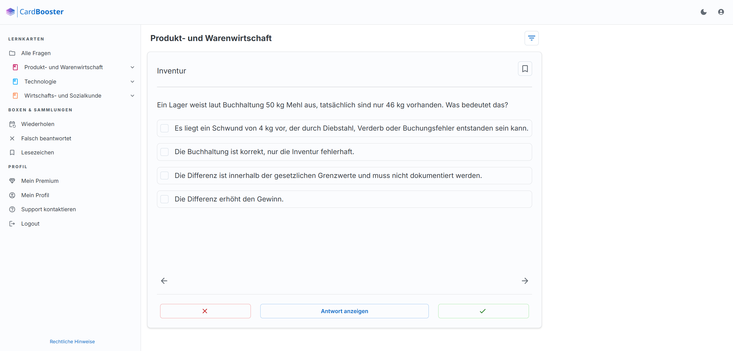 Screenshot der Azubi-App für Köche